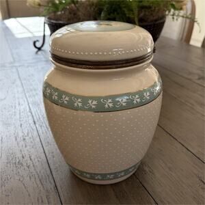 Knott's Berry Farm Foods Vintage Ceramic Canister Polka Dot Floral Shabby